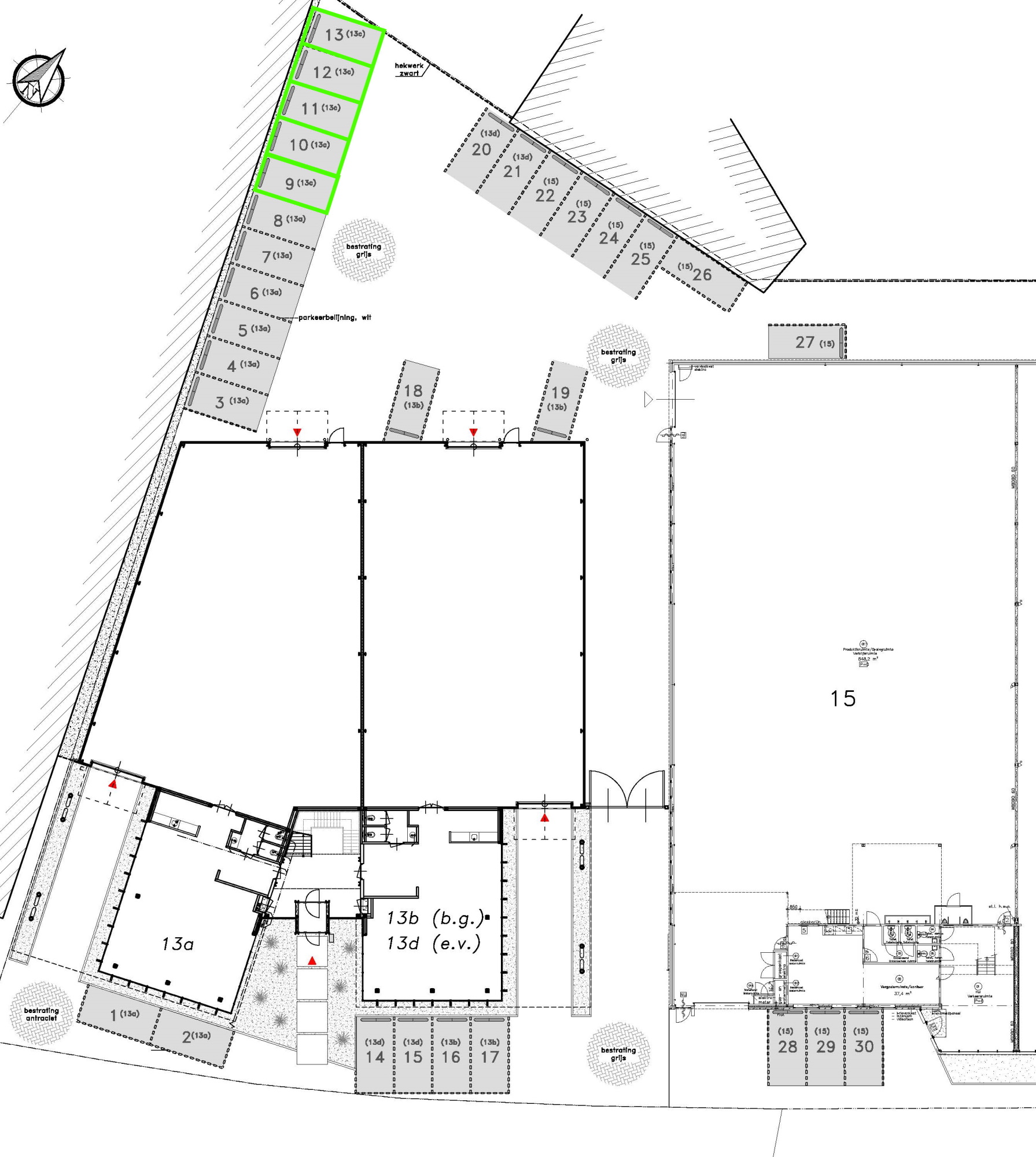 situatietekening parkeerplaatsen