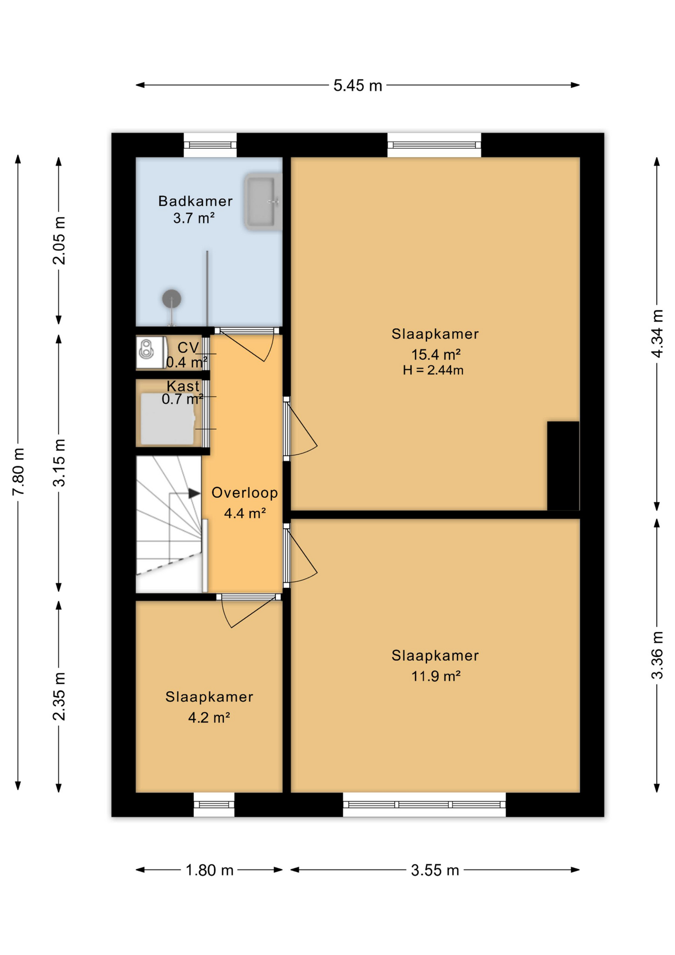 Plattegrond Tweede verdieping