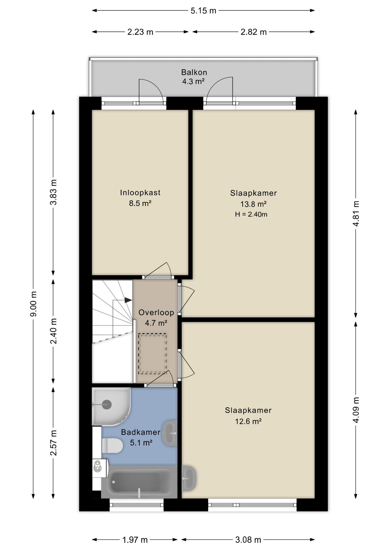 Plattegrond Tweede verdieping