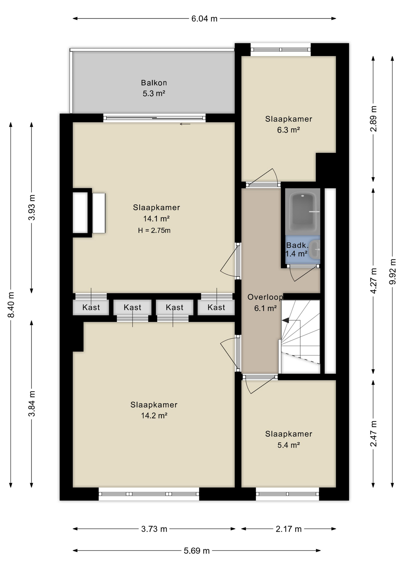 Plattegrond Tweede verdieping